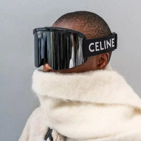 Celine CL40302U SKI MASK Women 01C Shiny Black Smoke Mirror NEW AUTHENTIC - Picture 11 of 12